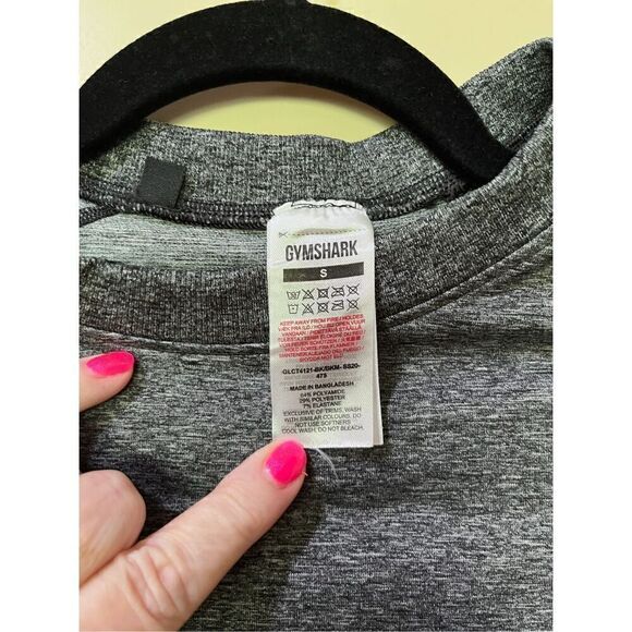 GYMSHARK Adapt Black Gray Gradient Ombre Long Sleeve Crop Workout Top Small - Picture 4 of 5